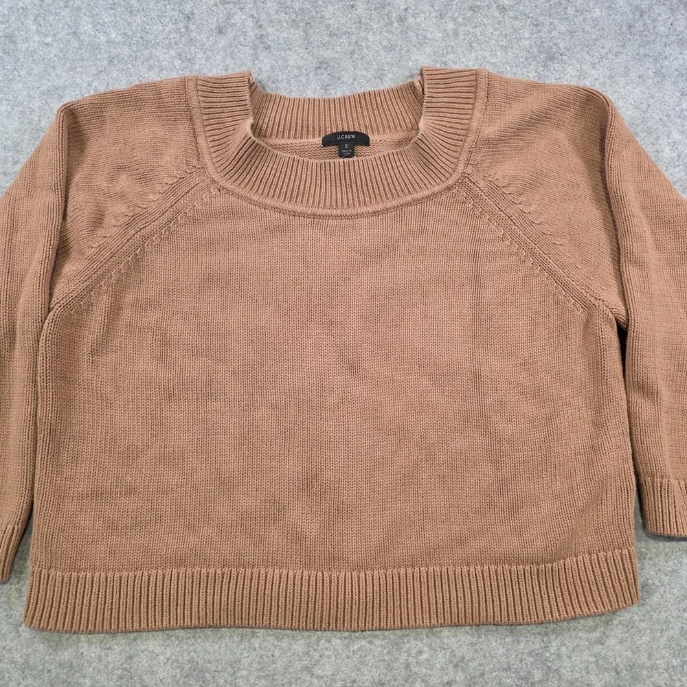 J.Crew Relaxed-Sleeve Boatneck Beach Sweater Womens Small Brown Cotton Pullover